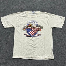 All Sport T-Shirt Mens Size L Cream Proud To Be American Eagle USA Made Vintage