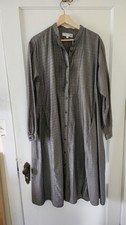 Uniqlo Dress Ines de la Fressange L Black Beige Button Long midi Cotton