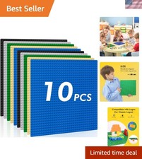 Classic Baseplates - Pack of 10 Large 10" x 10" Building Plates for Kids