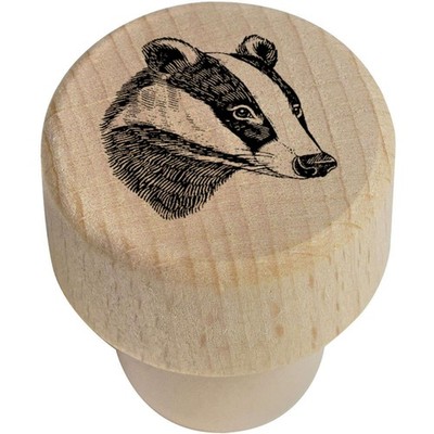 Flaschenverschluss / Korken aus Holz 19 mm ''Badger Portrait'' (BS00032268)