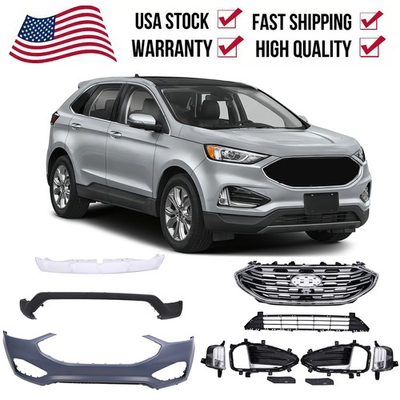 #ad Front Bumper Upper Lower Grille Fog Light Valance Set For Ford Edge 2019 2024 $439.99