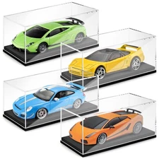 4 Pack 1/64 Display Case Clear Acrylic Model Car Display Case Toy Cars Plastic S