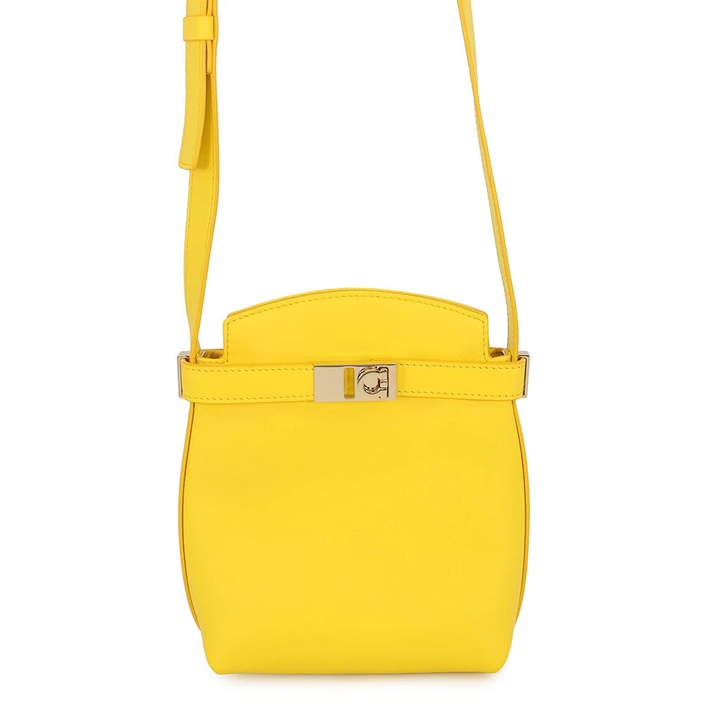 Ferragamo — Ferragamo Hug Phone Holder Calf Leather Yellow 220650 770895