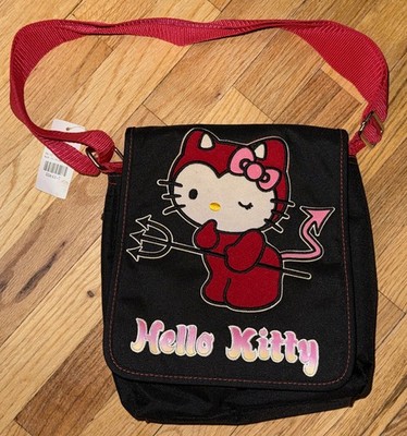 Hello Kitty Devil Black/Red Messenger Bag Sanrio Shoulder School Y2K 2004