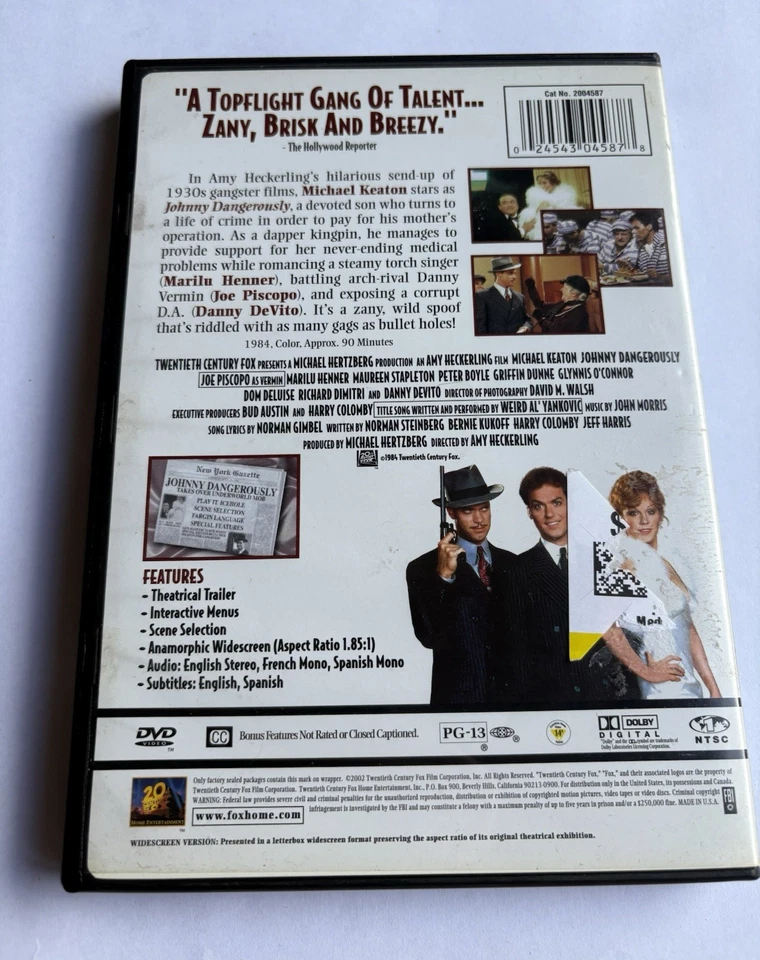 Johnny Dangerously DVD 1985 Michael Keaton - Region 1 - Free Aus Post! w Insert - image 2 of 3