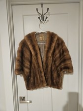 Womens Vintage Brown J. Allan Furs Satin Lined Mink Fur Stole
