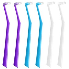 6 Pack Angled End-Tuft Toothbrushes with Covers for Orthodontic Wisdom Teeth ...