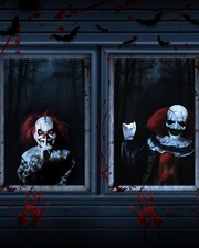 2pcs Halloween Window Cover Decor, Scary Ghost Curtain Outdoor