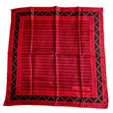 Vintage Anne Klein silk scarf made in Japan red dark green geometric print