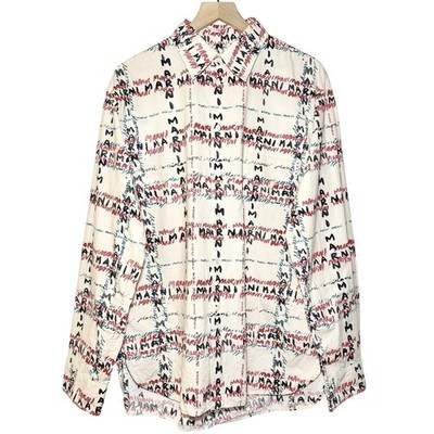 Marni Men s Crossroads Poplin Shirt in Antique White Size IT 52 / XL
