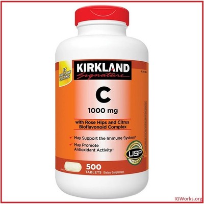 Kirkland Signature Vitamin C 1000mg with Rose Hips, 500 Tablets - Free Shipping!