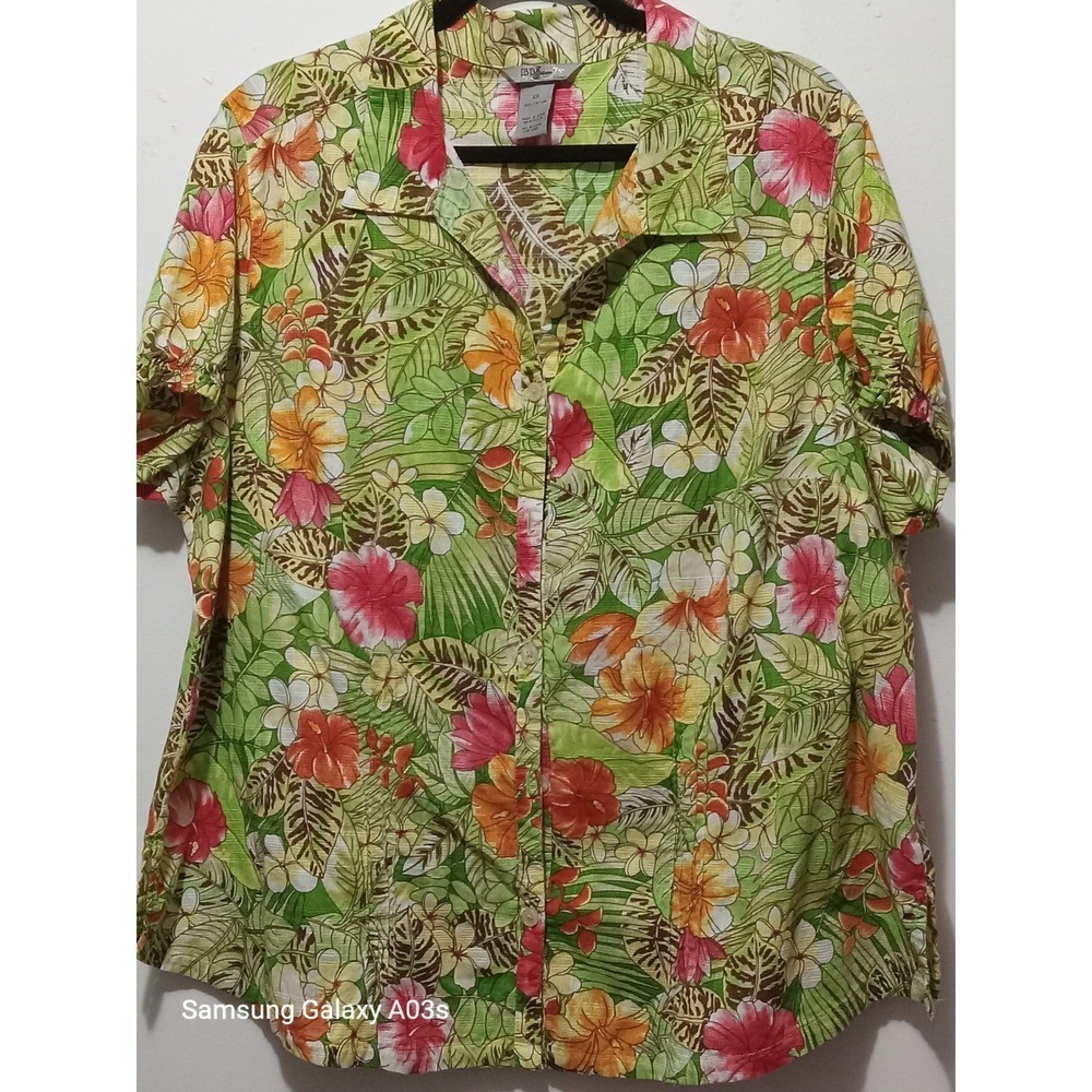 IB Diffusion Floral Print Button Down Short Sleev… - image 1