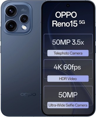 Oppo Reno15 5G (Blue, 12GB RAM 512GB Storage) 7 Gen 4 Processor Global Version.