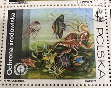 1973 Poland Ochrona Srodowiska SHEET OF 35 MINT  STAMPS CTO GREAT FOR CRAFTS