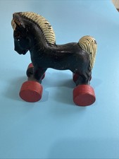 Vintage 40's Hubley Wooden Horse Pull Toy