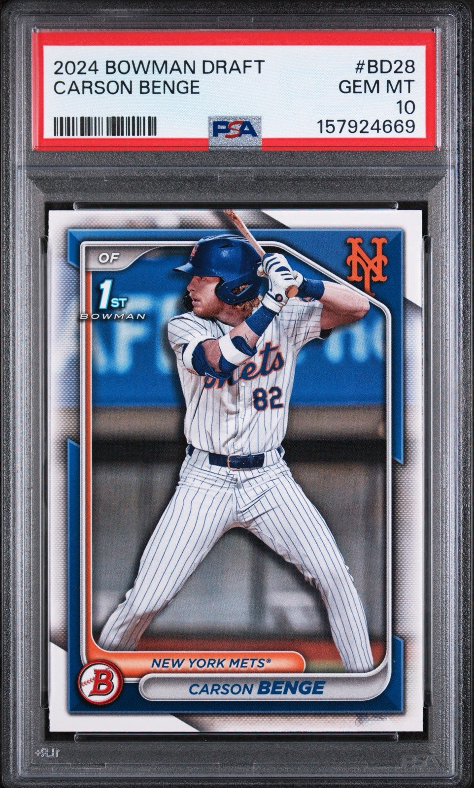 2024 Bowman Draft Carson Benge 1st Bowman (RC) #BD28 NY Mets PSA 10🔥🌶️