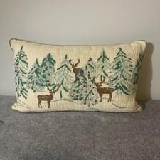 EnVogue Forest Deer Throw Pillow Rectangle Rustic Farmhouse Holiday