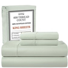 100 Cotton 400 Thread Count King Size Sheets Set, 15" Deep Pocket King Sheet...
