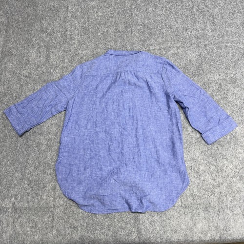 Westbound Shirt Womens Large Blue Solid Linen Blend 3/4 Sleeve Button Front - Picture 5 of 11