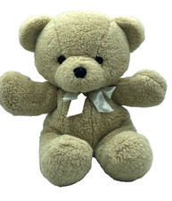 Vtg DAKIN Cuddles Teddy Bear plush Tan/Cream 1979 Stuffed Animal 14" bow