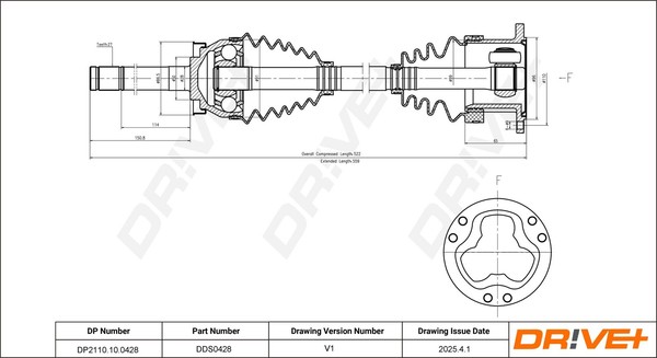 Antriebswelle Vorne Links Rechts Dr!ve+ DP2110.10.0428 Passend FüR Nissan-image