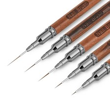 5pc Rosewood Nail Art Liner Brush Set Fine Detail Striping Brushes Caps Kit AU