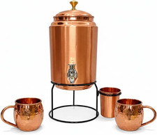 Tanque de agua de almacenamiento dispensador de agua de cobre puro liso mate, olla ayurvada