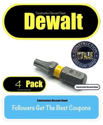 4 Pack Dewalt MaxFit Ultra 1 in T20 Impact Ready 1'' Torx Drill Bit