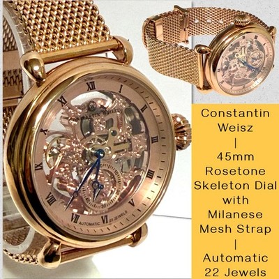45mm Auto Rosetone Skeleton | Milanese Mesh Strap | Constantin Weisz M Watch