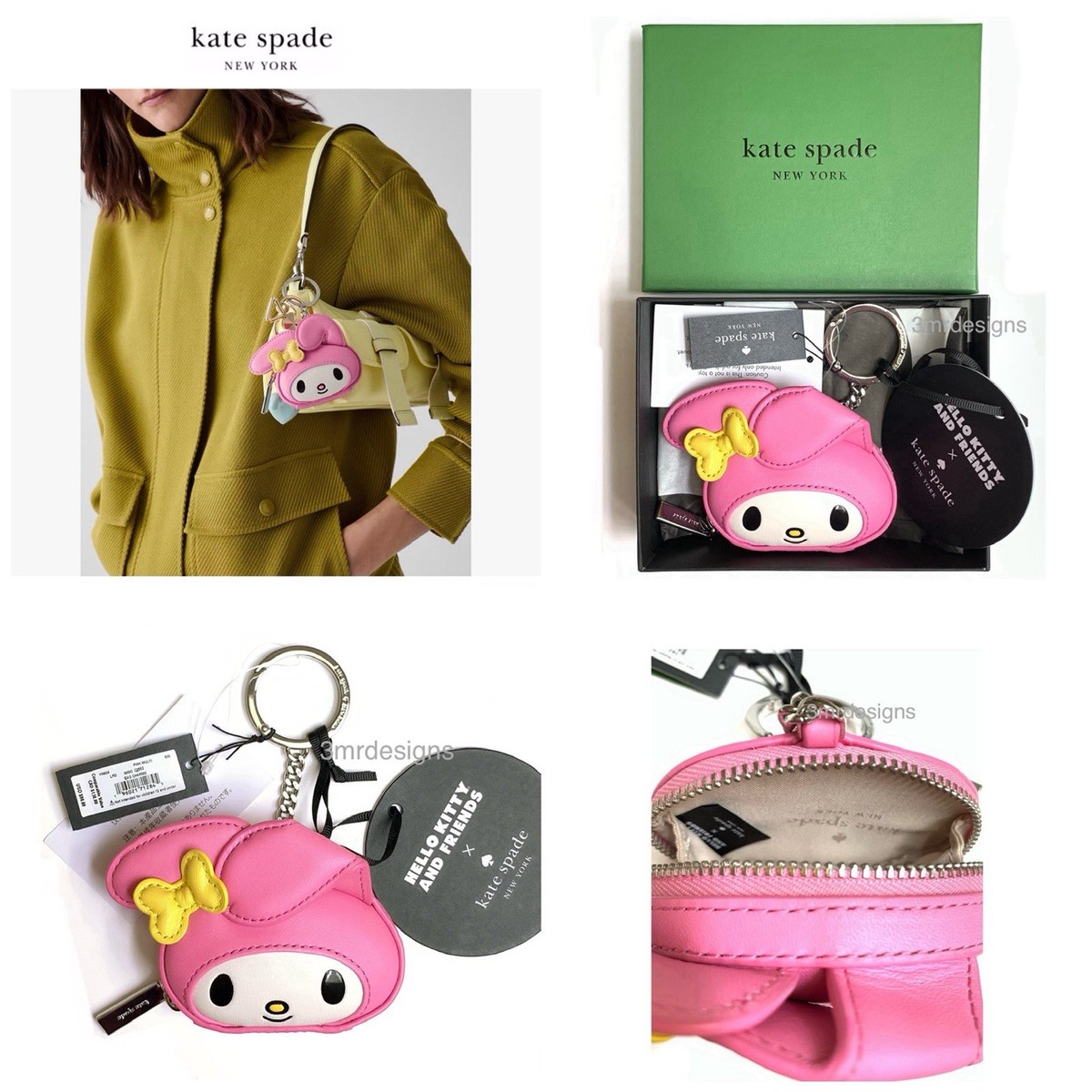 kate spade マイメロディーチャーム NWT Kate Spade X My Melody Leather 3D My Melody Bag Charm/Coin
