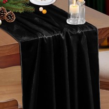 Velvet Black Table Runner 20 x 120Inch/ 10ft Long Luxurious Elegant Velvet Fa...