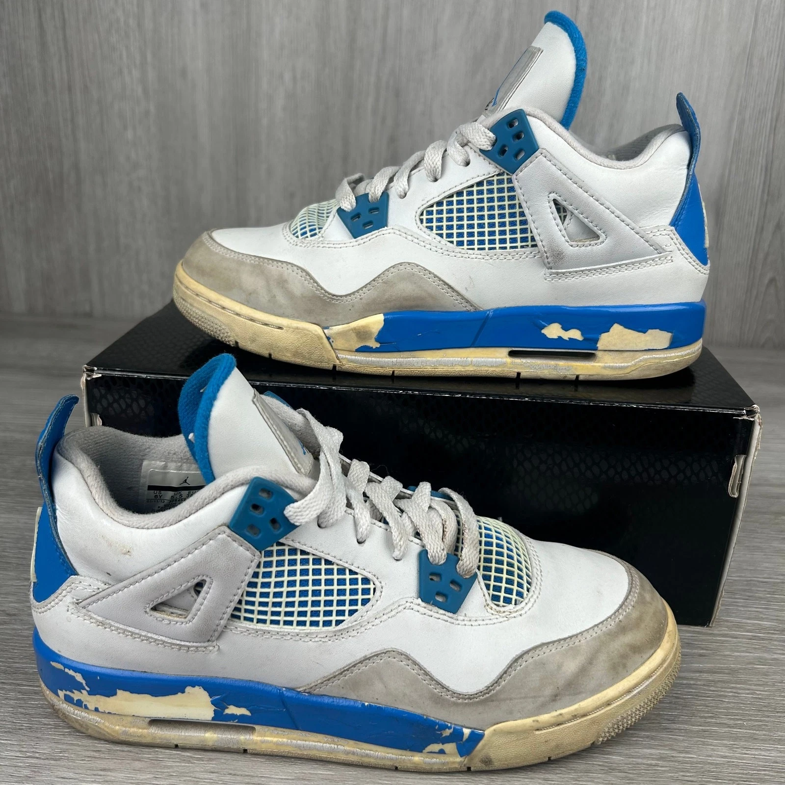 Air Jordan 4 Retro Blu Militare (GS) 408452 105 Taglia 6Y