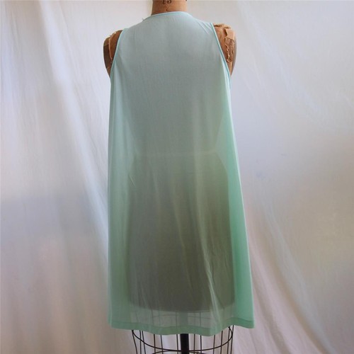 vtg 70s KAYSER Retro Green Nylon Sheer Short Nightgown Lace Cottagecore USA M - Picture 6 of 9