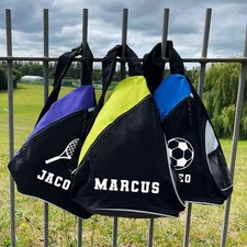 Personalised Sports Bag Custom Name Mono Strap Rucksack Tennis / Football / Icon