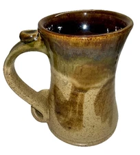 Cory Plott North Carolina Studio Pottery Mug Earth Tone Glazed Stoneware Signed