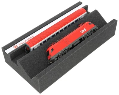 FELDHERR Premium Lokliege für Modellbahnen - Magnetstreifen, Wartungsschacht, PU-Schaum,