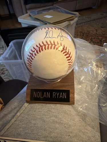 Nolan Ryan Signed Baseball Autograph with Holder Rawlings Bobby Brown Ball