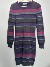 Oasis Pink Purple Blue & Black Sparkly Dress Size S
