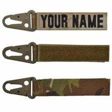 Custom Name Tape Key Chain with Belt Loop H&K clip HK Army USMC