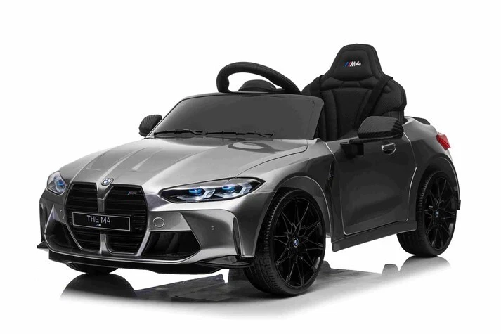 BMW M4 12V Kids Ride on Car with Remote Leather Seats EVA Wheels Metallic Grey - Image 3 of 4