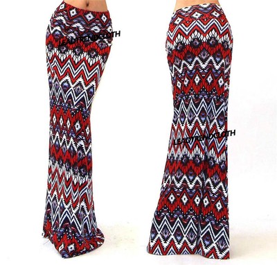 Cheap VINTAGE MULTI COLORED BOHEMIAN BOHO TRIBAL CASUAL RAYON FULL LONG MAXI SKIRT XL Online