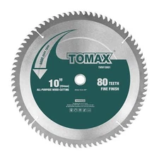Tomax 10 Inch 80T Silver Saw Blade For Wood Miter And Table Saws Lifetime War...