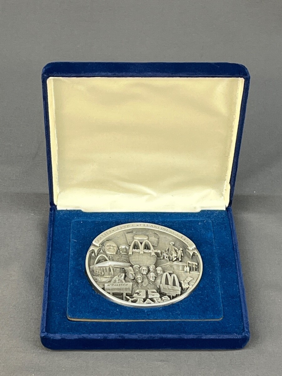 1990 Rare Silver Pewter McDonald's 35 Years Medal Trophy Award in