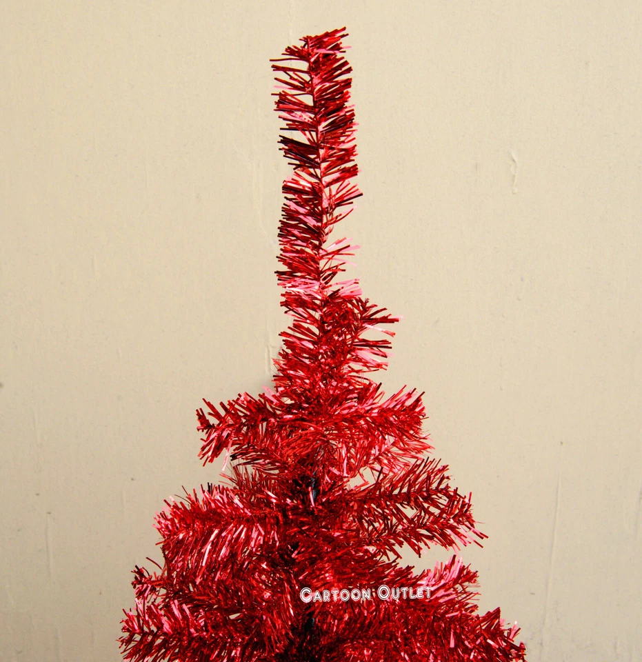 Christmas Small Tinsel Tree Red Artificial 2 .9"  Tabletop Pine Style Table Top  - Image 3 of 4
