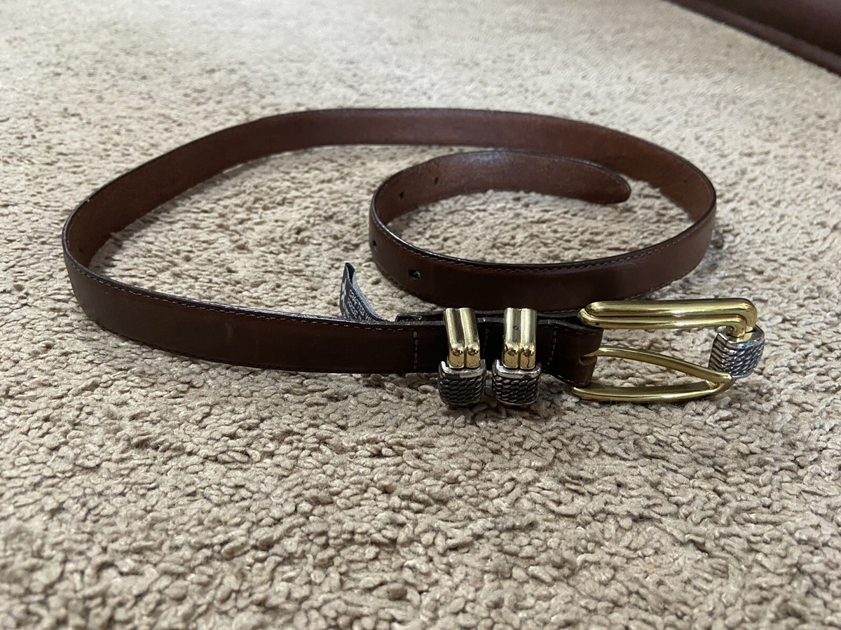 Vintage Brighton Brown Leather Belt Silver & Gold Metal  display picture 2