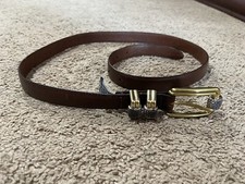 Vintage Brighton Brown Leather Belt Silver  Gold Metal Women  s Size 34 Western