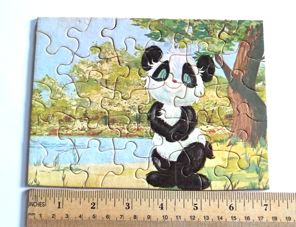 Mini rompecabezas vintage Tuco Rompecabezas Oso Panda 30 piezas triple grueso 7x5-1/4" Foto 3 de 4