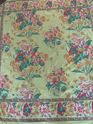 April Cornell Floral Tablecloth 100% Cotton Cottagecore Yellow Spring 68" Round - Picture 2 of 6