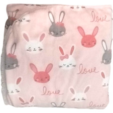 Snugly Baby Pink Bunny Blanket Plush Love Sherpa 123745 Soft White Gray Girl