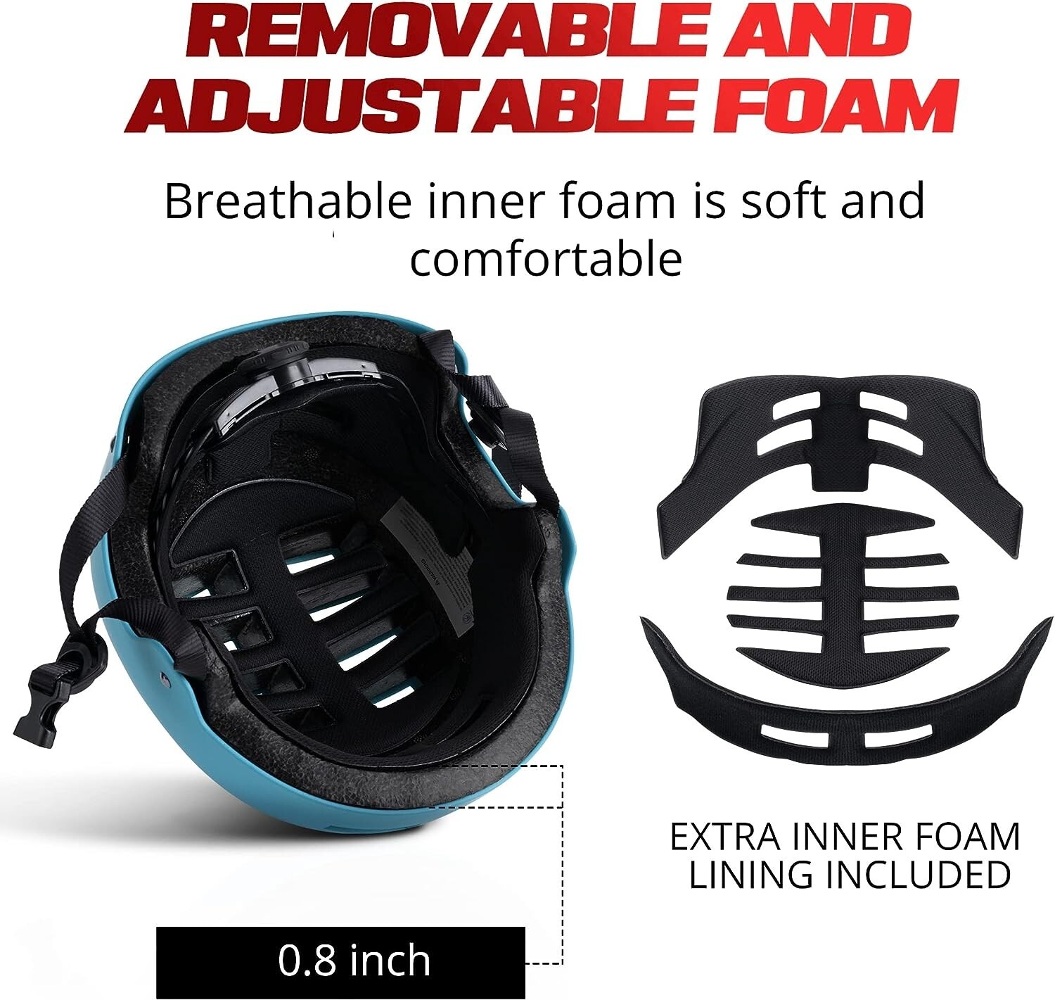 Skateboard Cycling Helmet - Multi-Sport Helmet - Removable Liners & Ventilation